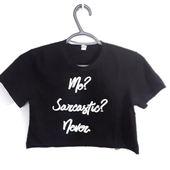 Los Angeles Apparel Black Crop Top Graphic Shirt - Picture 1 of 3